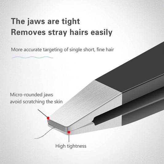 4-Piece Steel Tweezers Set, Precision Eyebrow & Hair Removal Tools