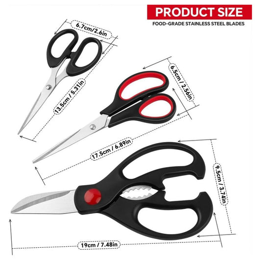 QtoiKce 3-Pack Kitchen Shears Set, Stainless Steel Cooking Scissors