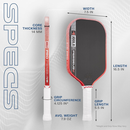 JOOLA Pro V Perseus 14mm Paddle Blaze Red