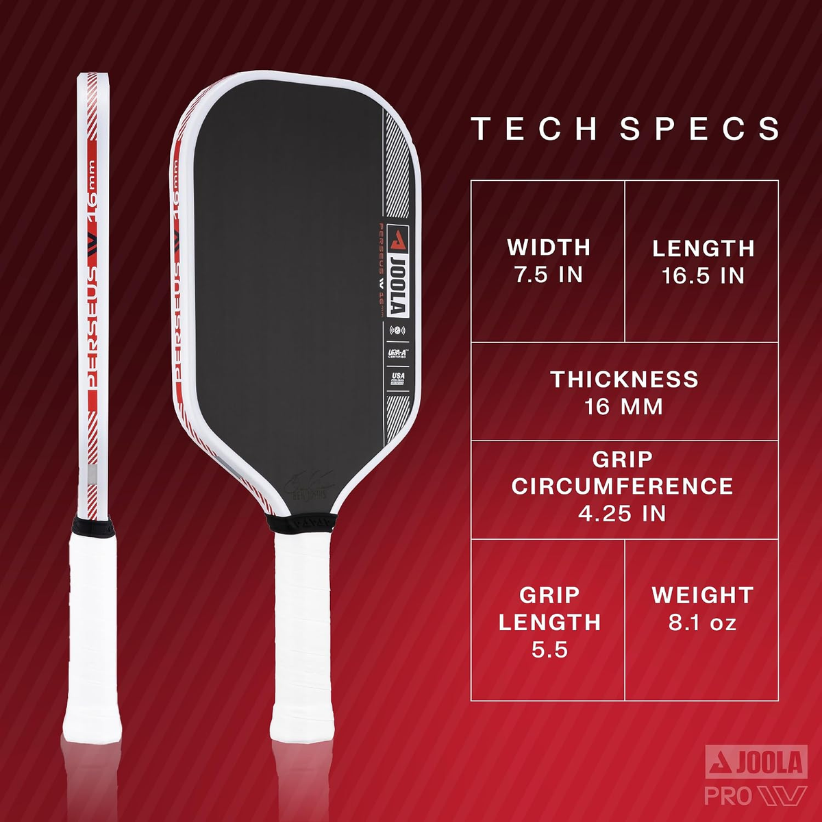 JOOLA Pro IV Perseus Paddle 16mm