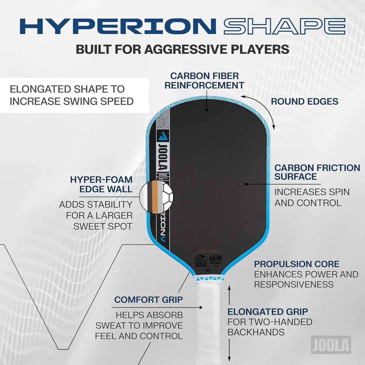 JOOLA Pro V Hyperion 16mm Paddle