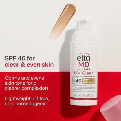 EltaMD UV Clear Tinted SPF 46 Face Sunscreen 1.7 oz (2 Pack)