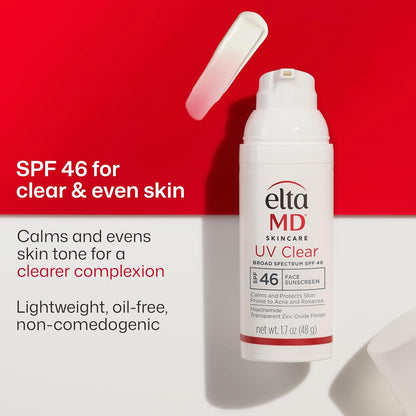 EltaMD UV Clear SPF 46 Face Sunscreen Oil-Free 1.7 oz (2 Pack)