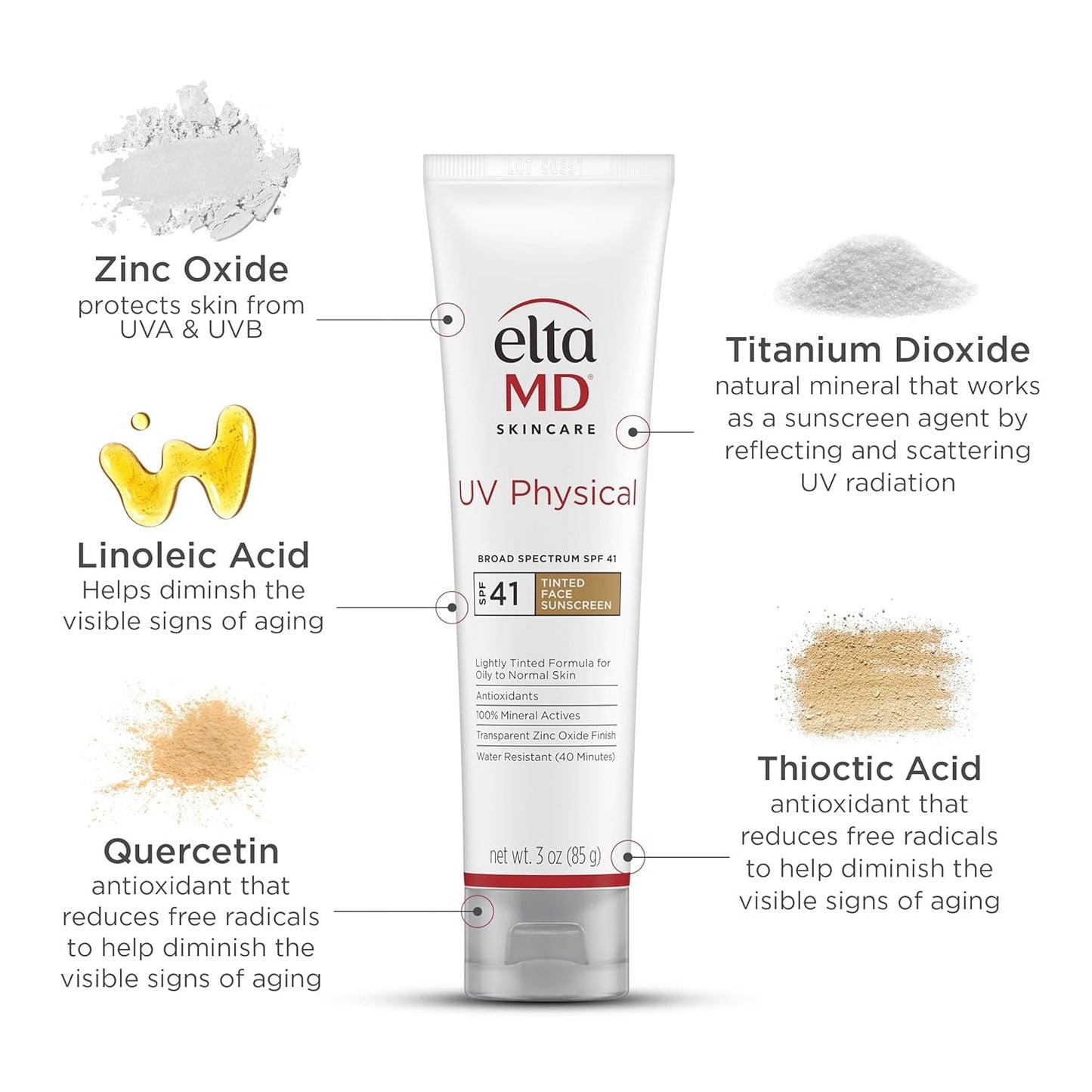 EltaMD UV Physical Tinted SPF 41 Face Sunscreen 3 oz