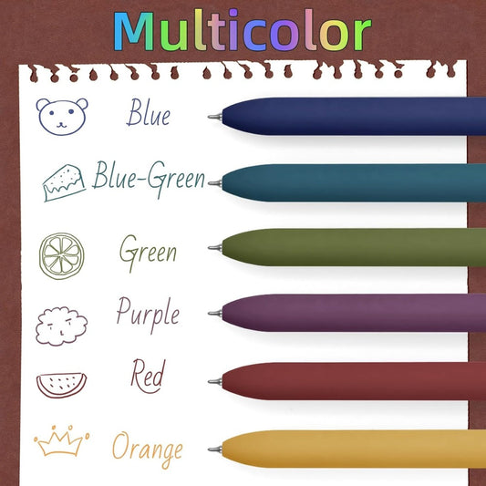 UIXJODO 6-Pack Vintage Colored Gel Pens, 0.5mm Fine Point