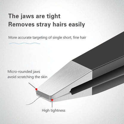 4-Piece Steel Tweezers Set, Precision Eyebrow & Hair Removal Tools