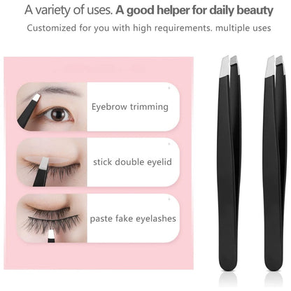 4-Piece Steel Tweezers Set, Precision Eyebrow & Hair Removal Tools