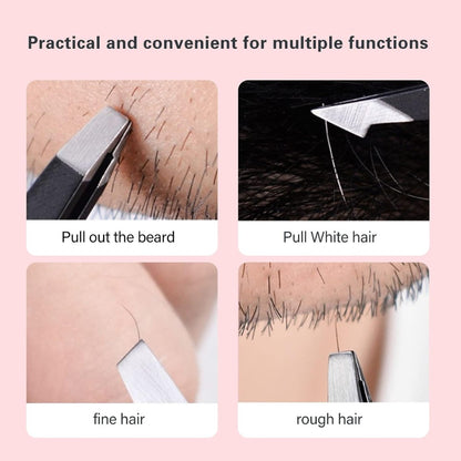 4-Piece Steel Tweezers Set, Precision Eyebrow & Hair Removal Tools