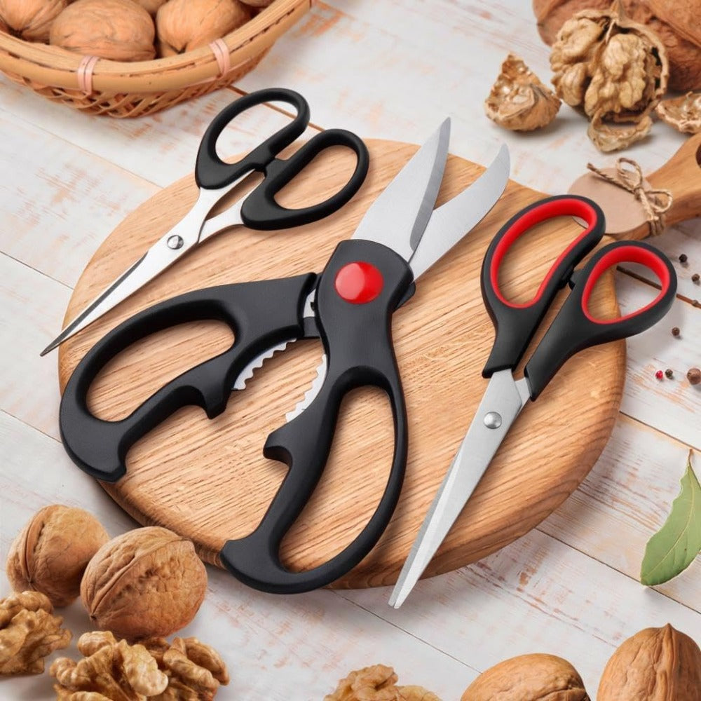 QtoiKce 3-Pack Kitchen Shears Set, Stainless Steel Cooking Scissors