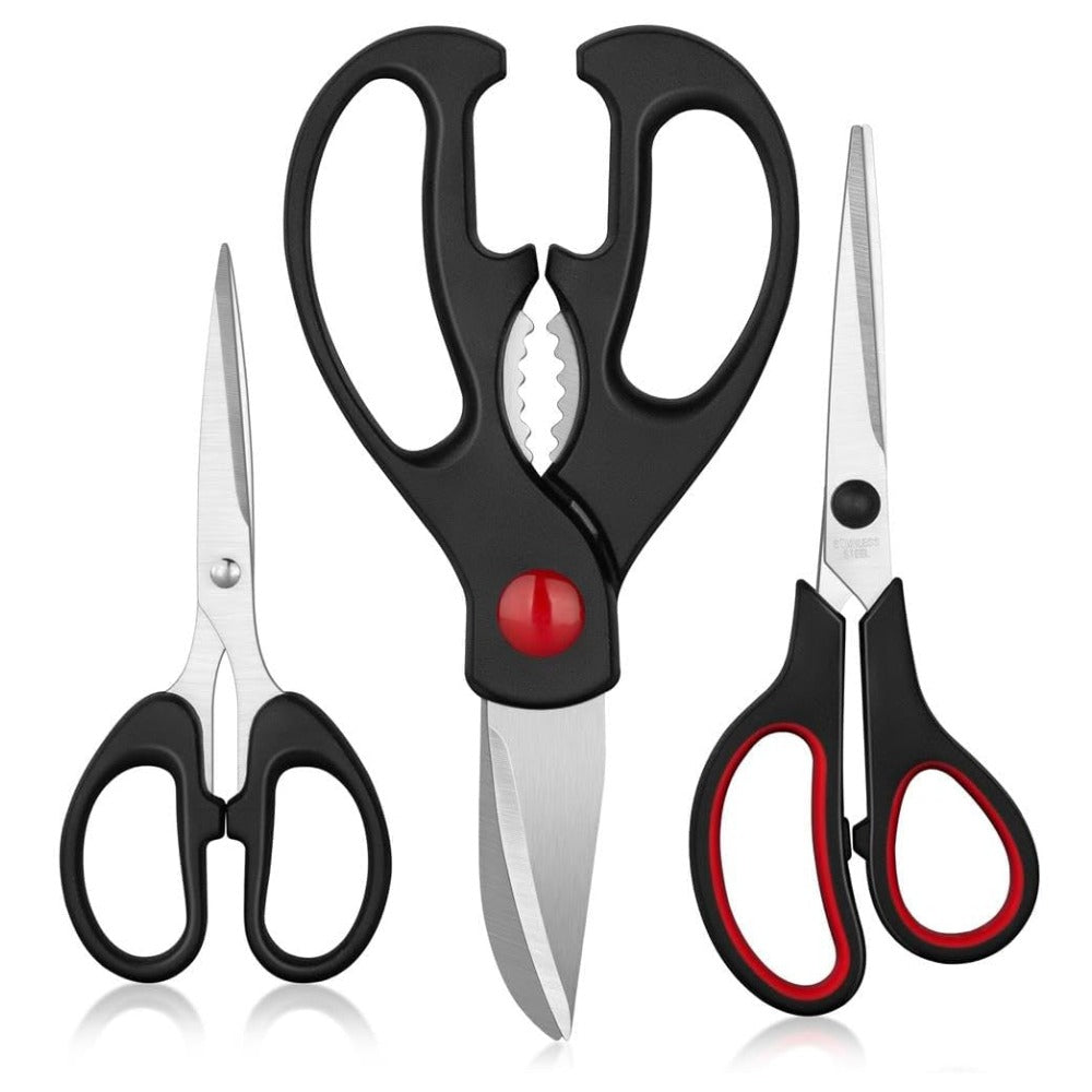 QtoiKce 3-Pack Kitchen Shears Set, Stainless Steel Cooking Scissors