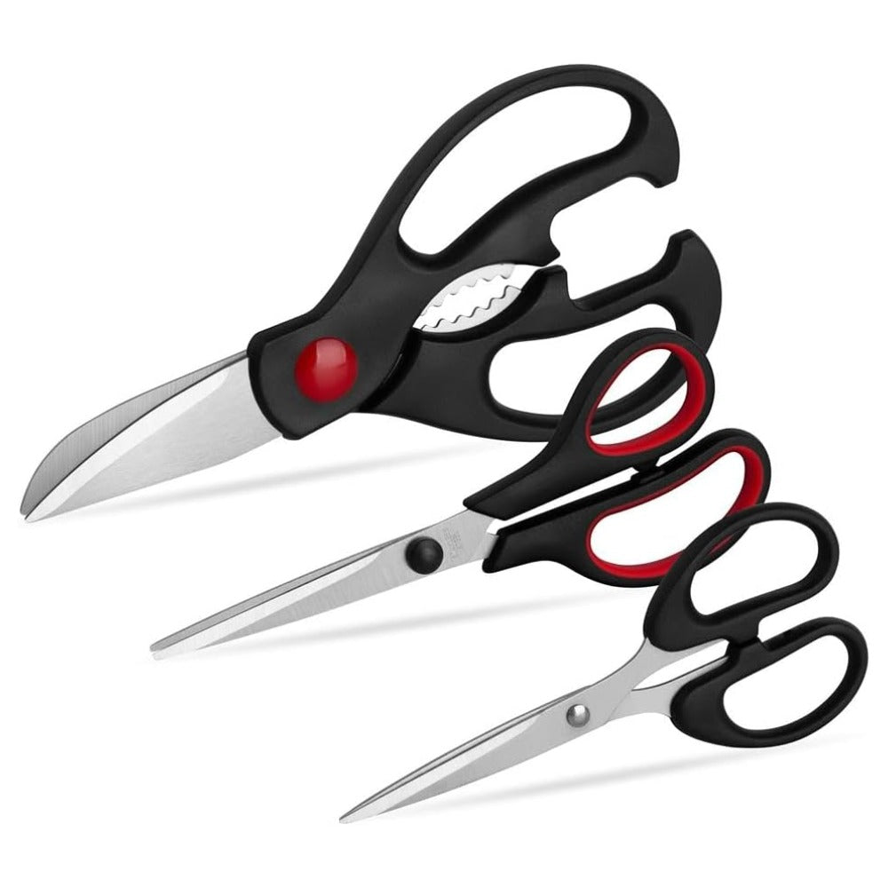 QtoiKce 3-Pack Kitchen Shears Set, Stainless Steel Cooking Scissors